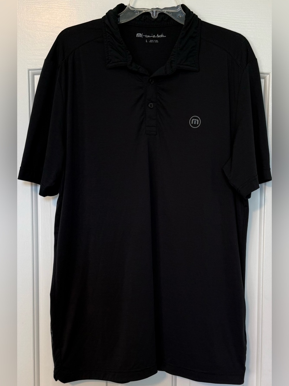 TravisMathew Men’s Heating Up Heater Series Golf Polo Shirt Large Black